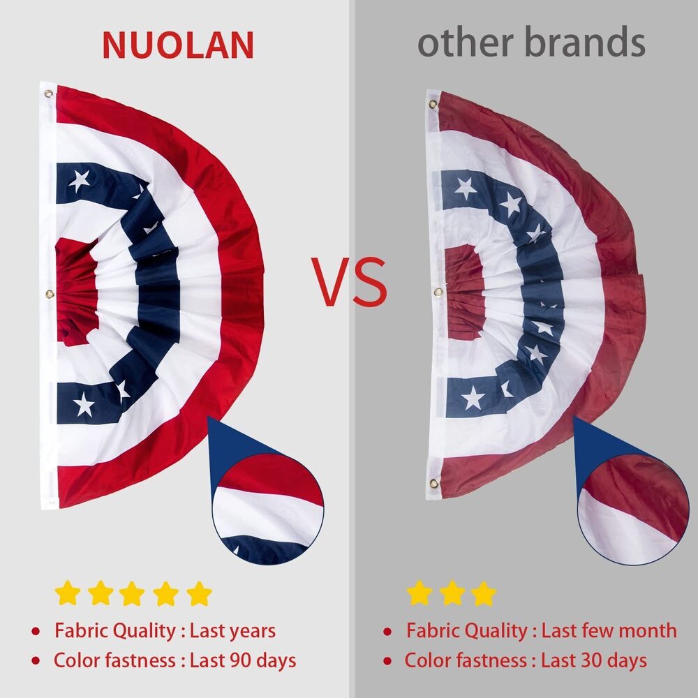 American Patriotic Bunting Flag, American Flag Bunting1.5x3Ft for Outside - Picture 3 of 7